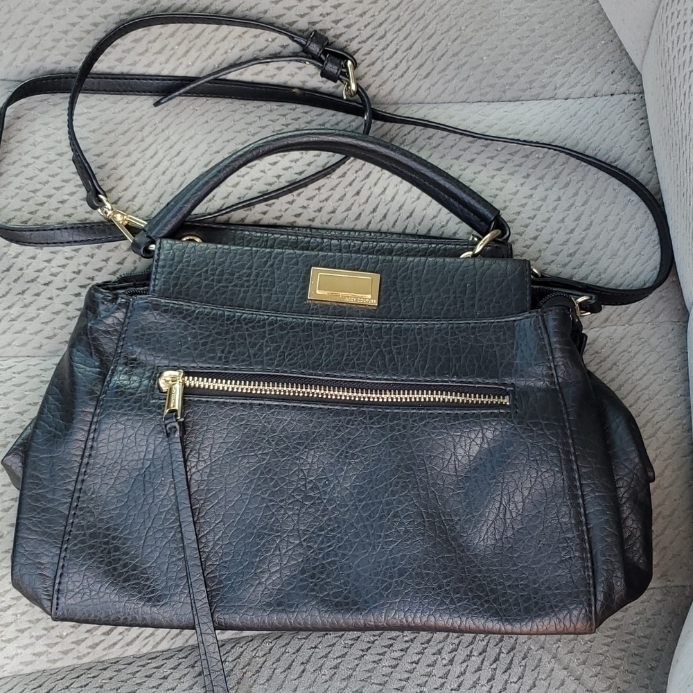 Juicy Couture Azaria Black Leather Gold Satchel